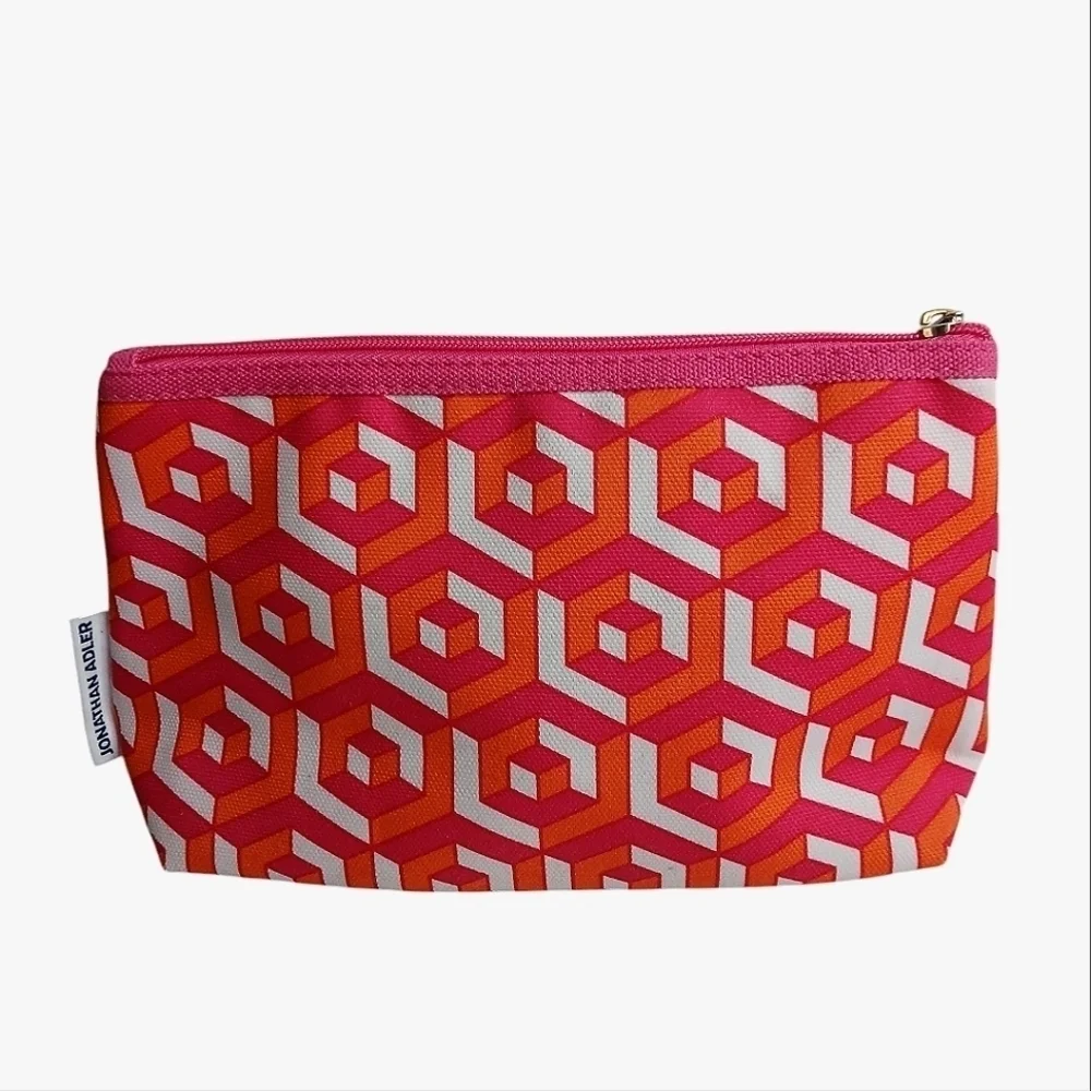 Jonathon Adler x Clinique Cosmetic Bag Geo Design Bright Gift Lined Pink